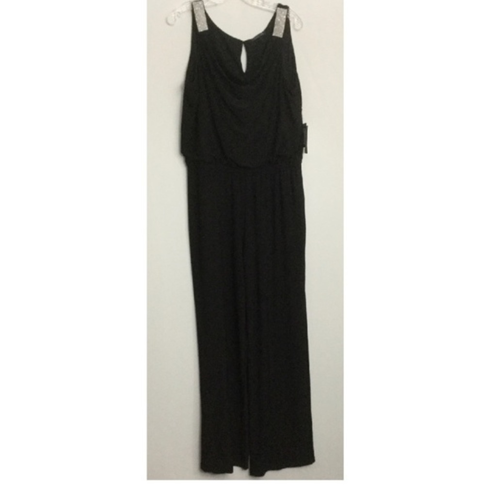 NWT Marina Jumpsuit with Crystal Strap Sz 14 Black